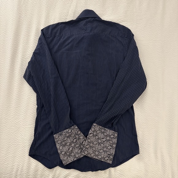 Banana Republic Mens Medium 15-15 1/2 Blue Striped Button Up Dress Shirt - Picture 6 of 6